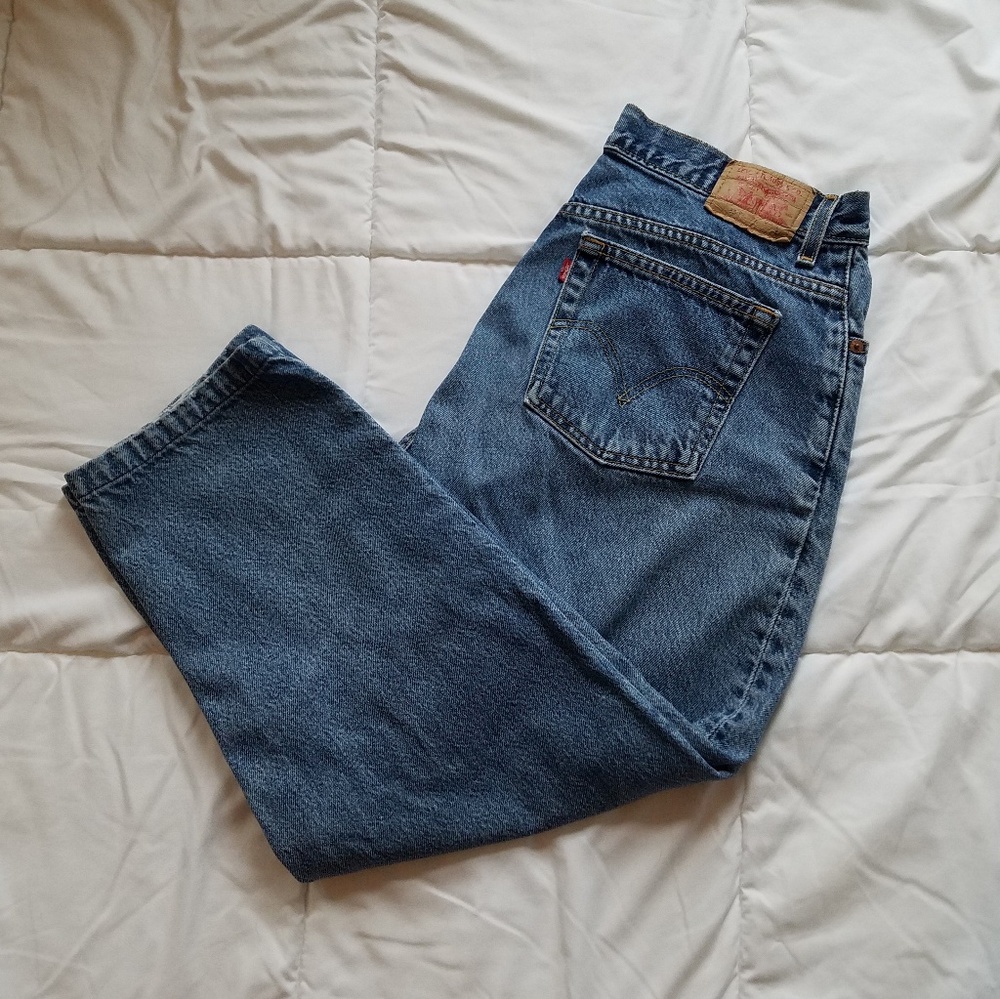 Levi's 550 Vintage Orange Tab Cropped Mom Jeans